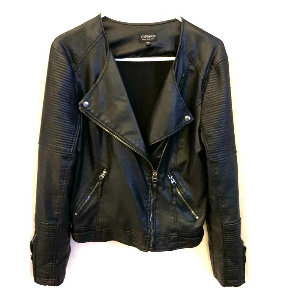 TOPSHOP Faux Leather Biker Jacket (Pre-owned)